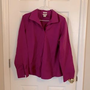Chicos- Purple non iron top. Like new.